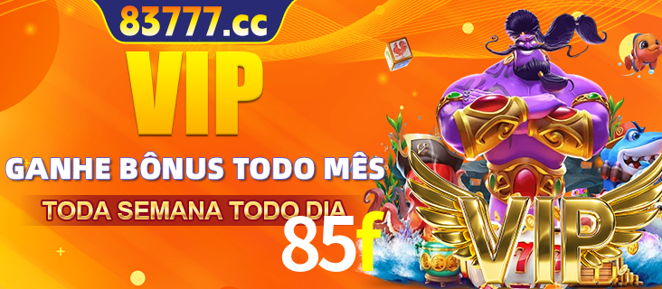 Banner promocional do 85f oferecendo 100% de recompensas adicionais contínuas para quem fizer o login diário (Daily sign-in), com um mascote de coelho.