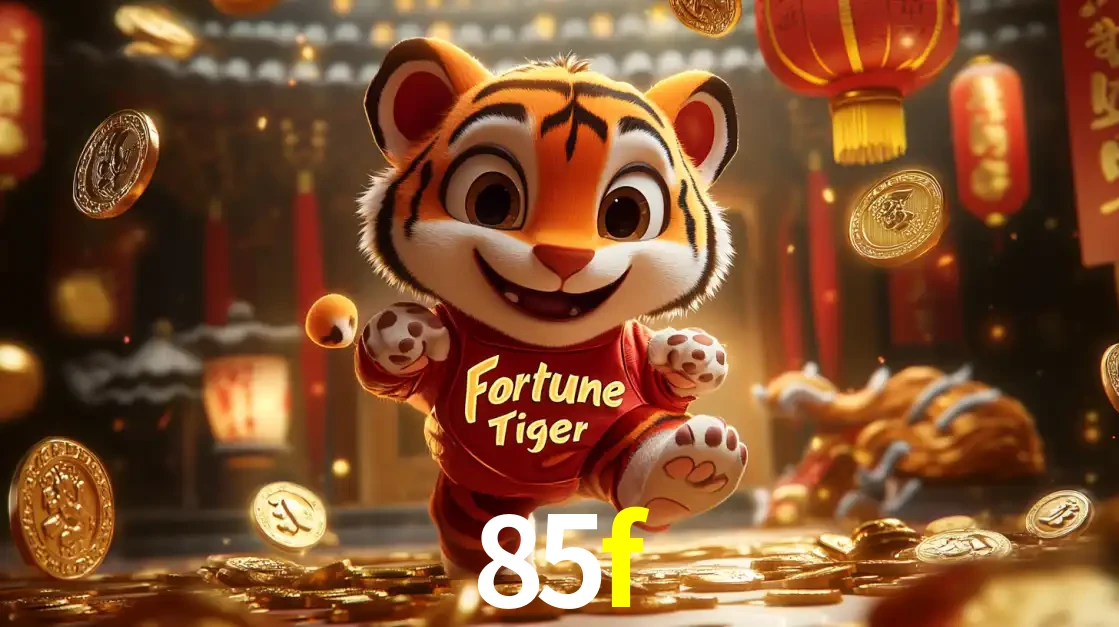 O alegre personagem do Fortune Tiger correndo sobre um caminho de moedas de ouro, simbolizando os grandes prêmios e a diversão do popular jogo de slot do 85f.
